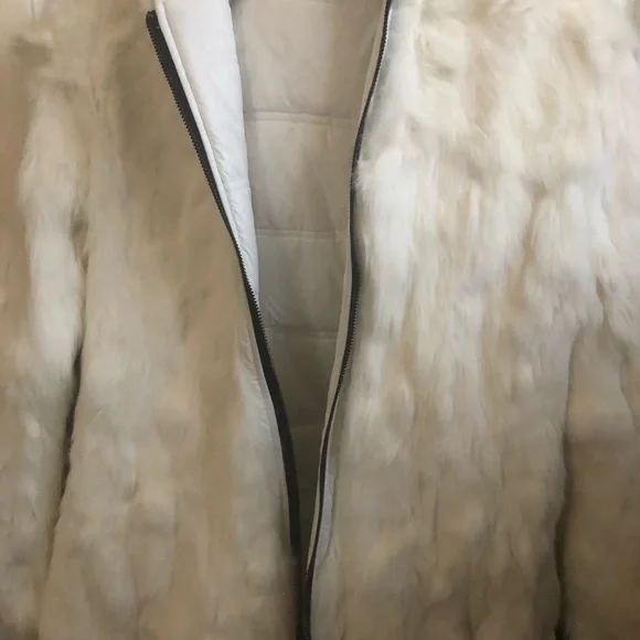 COPY - reversible real rabbit white fur coat - Picture 5 of 5